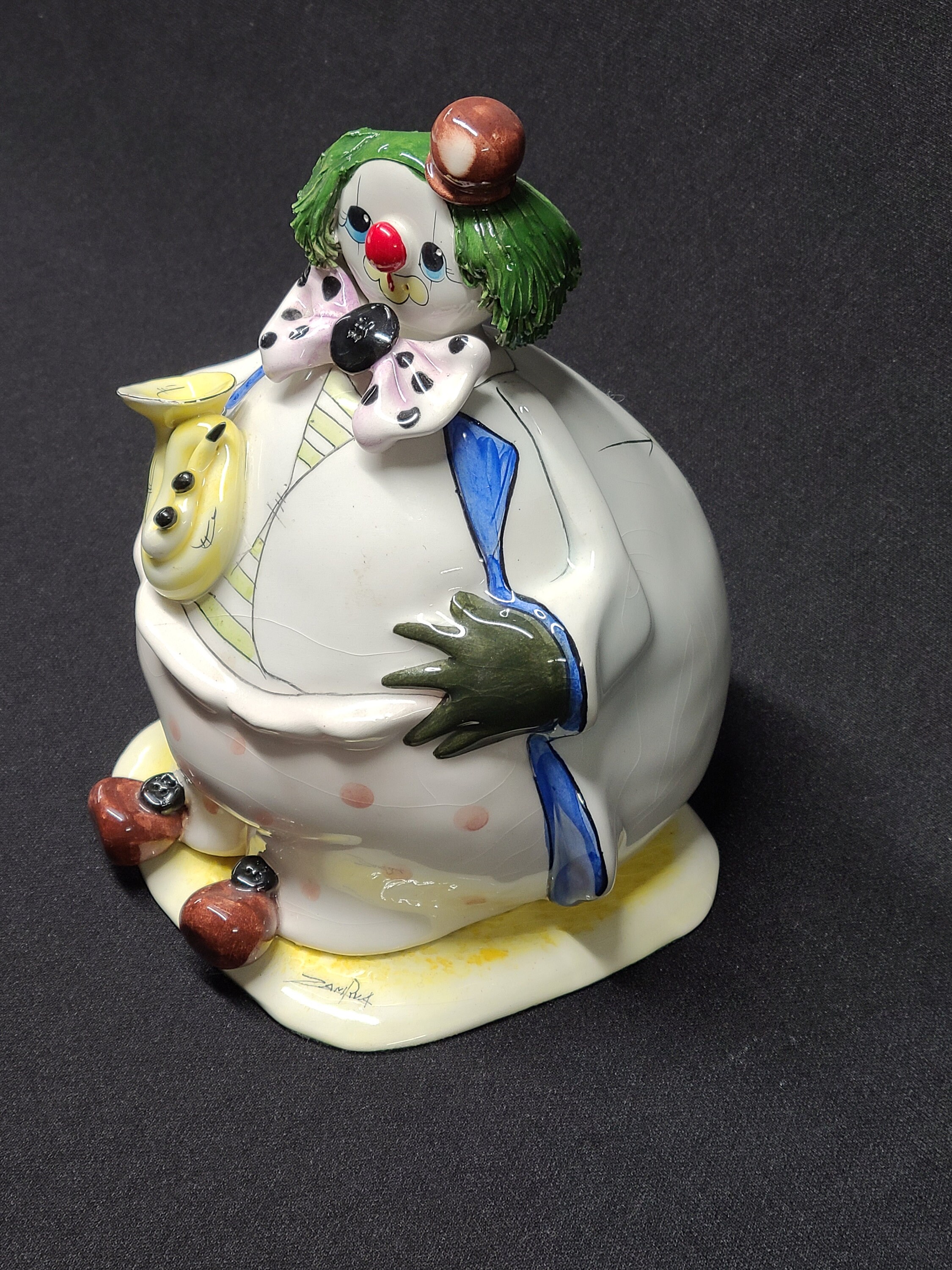 1976 Zampiva Porcelain Clown Figurine Green Spaghetti Hair Etsy