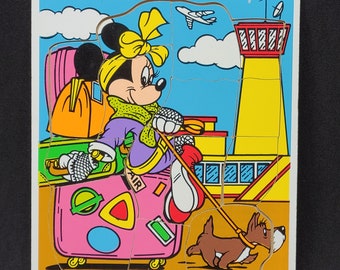 Minnie Mouse Bon Voyage - Playskool - Vintage 14 pc Wooden Puzzle 194-05 - Ages 2-6 years - The Walt Disney Company - Jigsaw