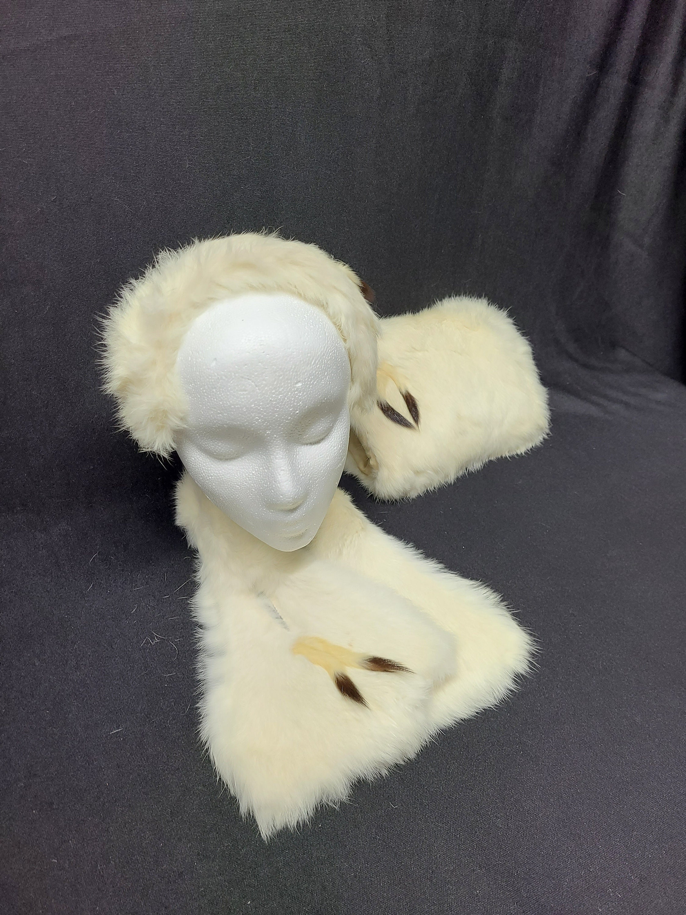 Vintage Child's White Rabbit Fur Muff, Collar, & Headband 1930s Etsy.de