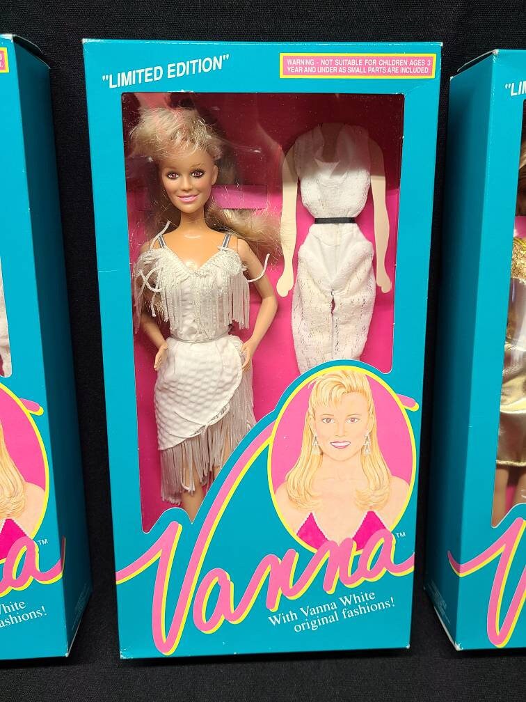 1990 Vanna White Barbie Doll Limited Edition Vintage Doll White Dress Etsy