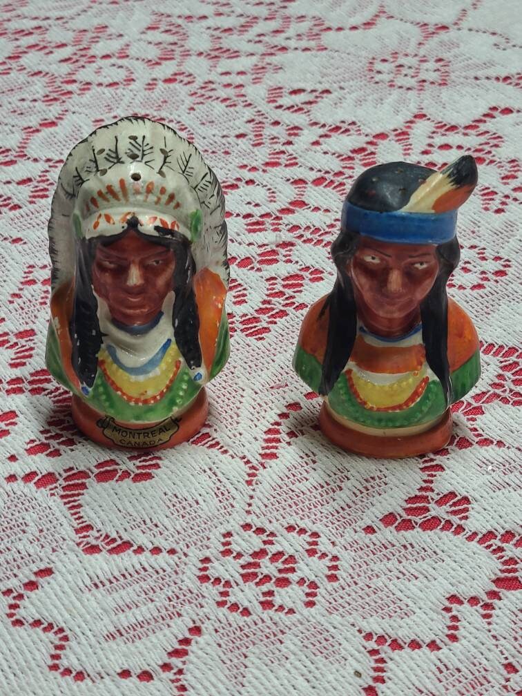 Vintage Salt and Pepper Shakers Native American Montreal Etsy
