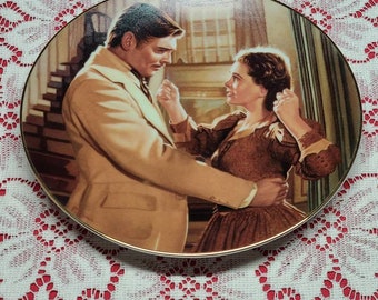 1993 Gone With The Wind Collectible Plate Gold Trim Scarlett's Heart is with Tara by Paul Jennis W S George with Certificate of Authenticity