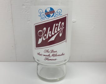 32 oz Beer Glass - Schlitz - Vintage 70s Collectible Glass Cups