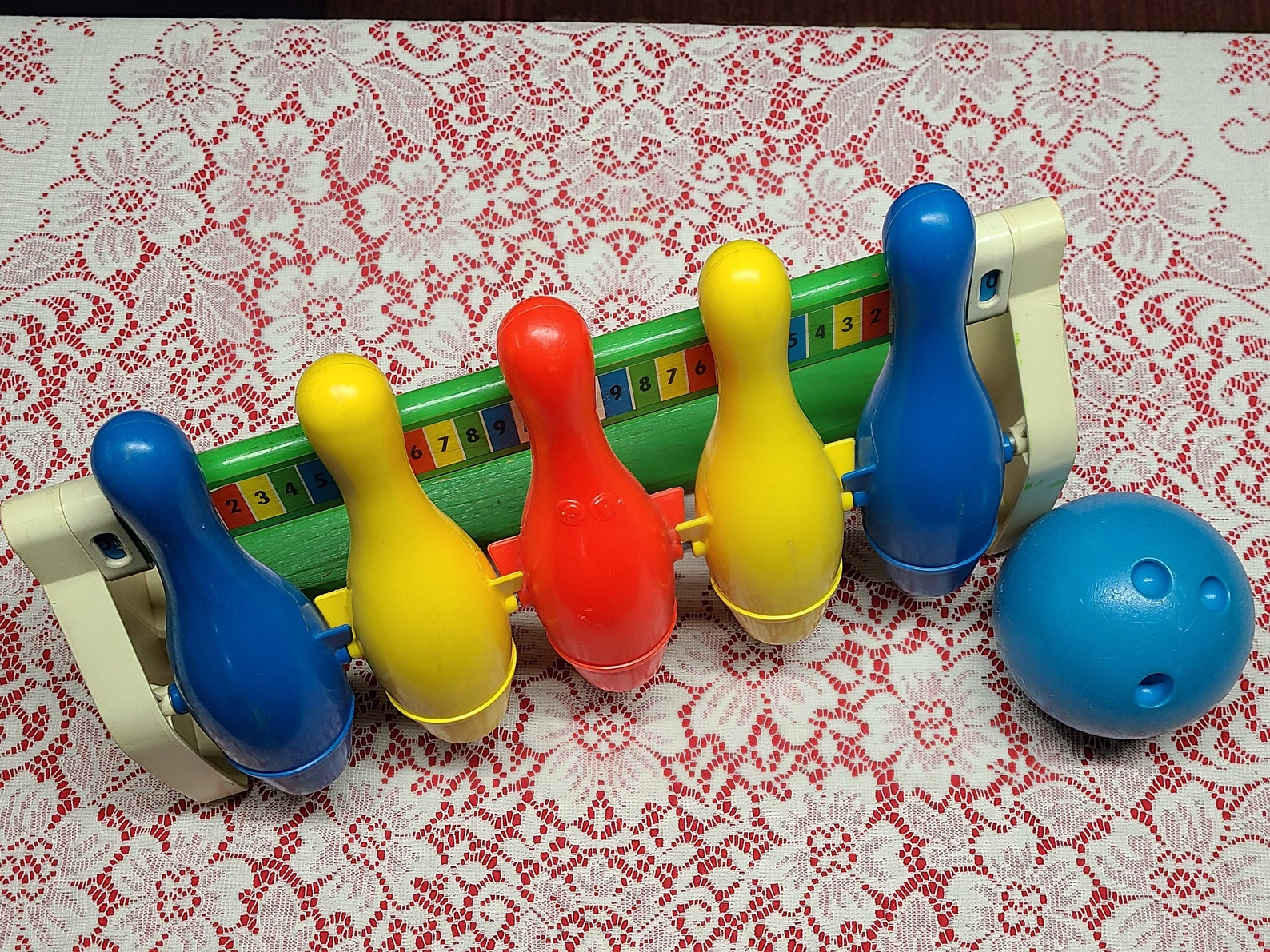 1973 Fisher Price Bowling Set with Blue Bowling Ball Vintage Etsy