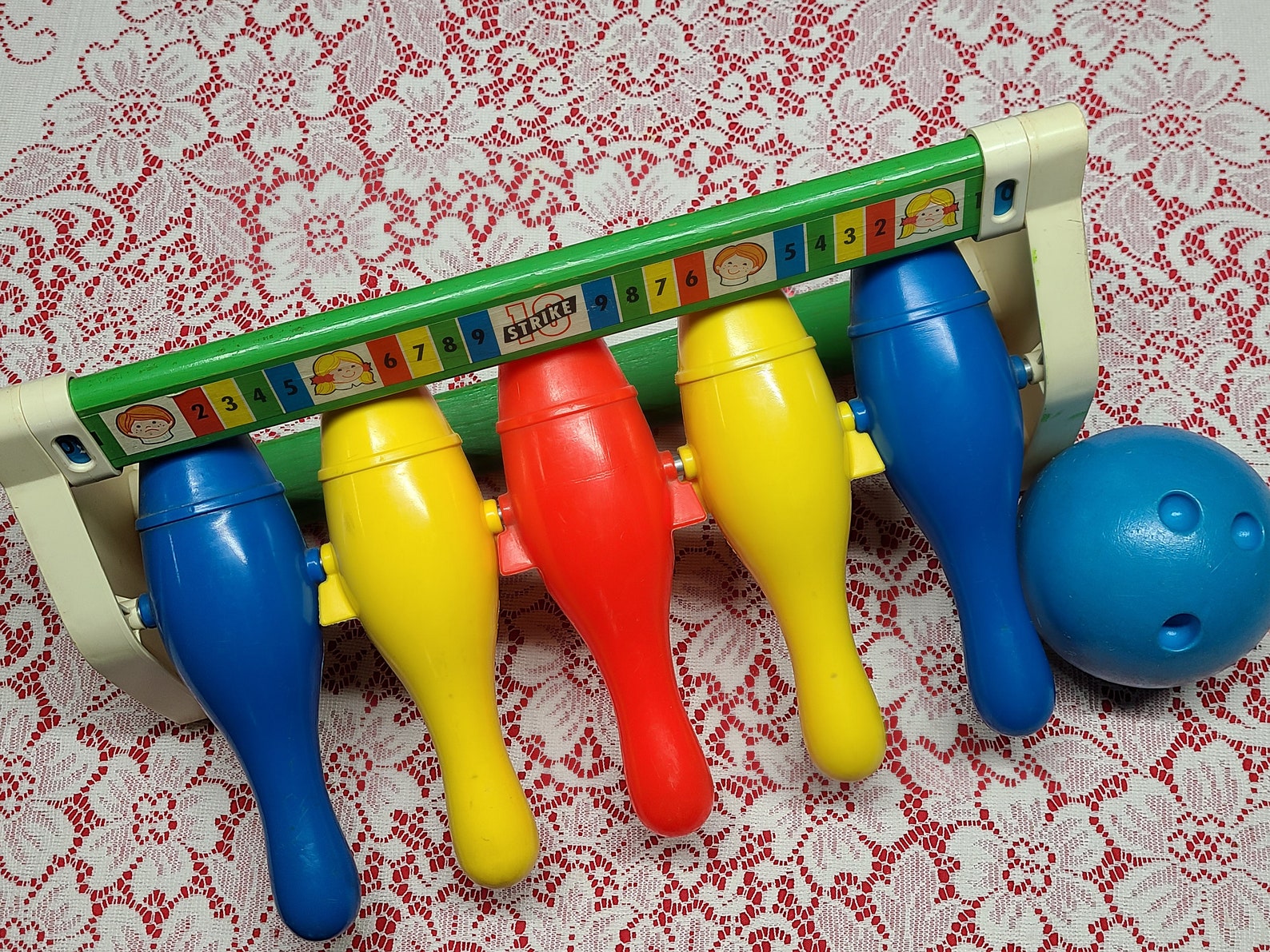 1973 Fisher Price Bowling Set with Blue Bowling Ball Vintage Etsy