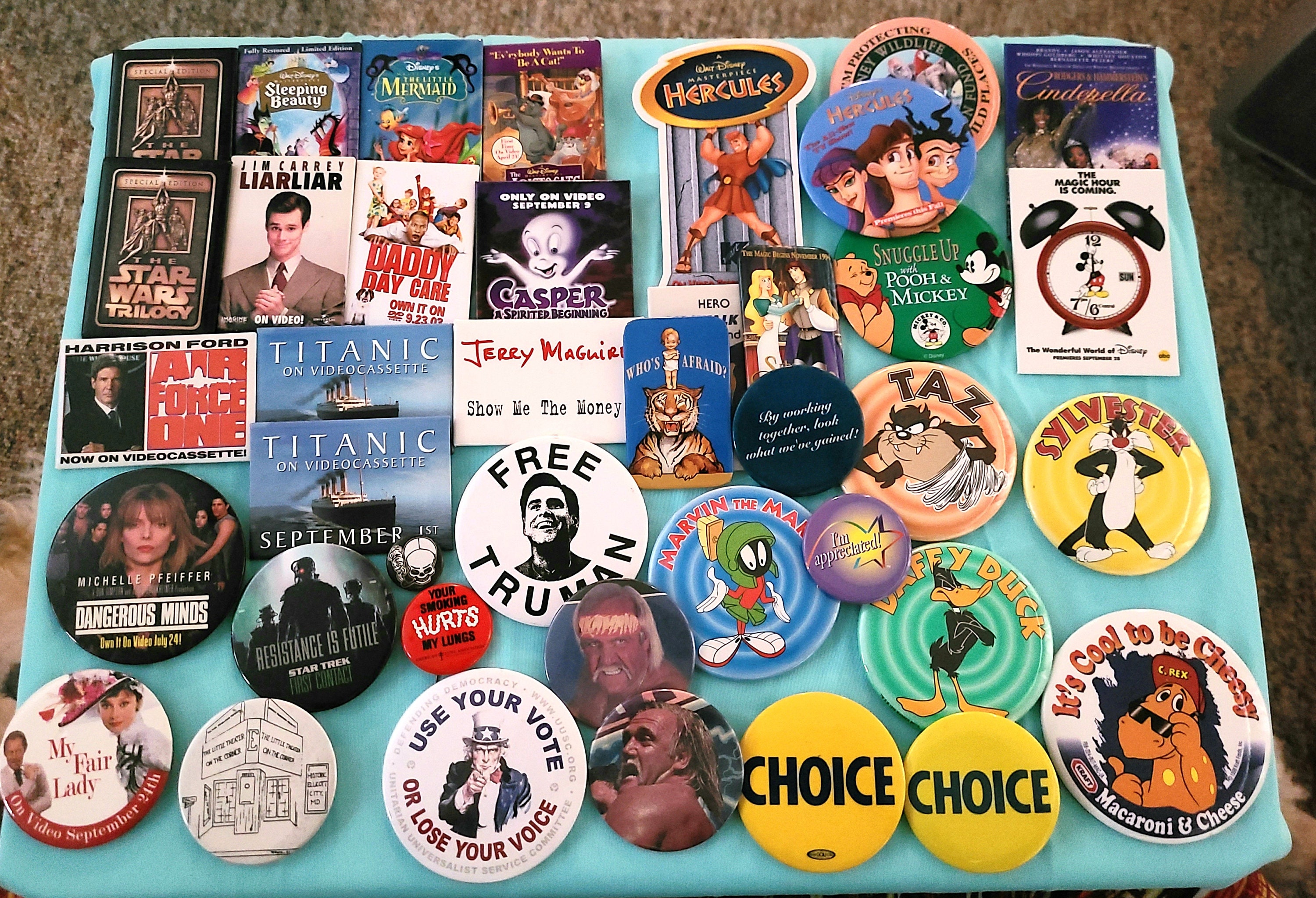 Vintage Collectible Pinback Buttons Movie Memorabilia Advertisements