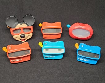 70s, 80s, 90s ViewMaster Red, Blue, Model L GAF Viewer Ball Advance Pull - Fisherprice Mickey Mouse Disney Mattel USA / MEXICO View Master
