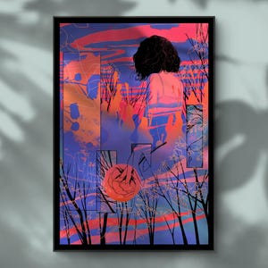 Póster Lofi, Impresión artística original de Lofi, Estética de anime Lofi, Obra de arte Lo-fi, Arte mural psicodélico, Póster nostálgico