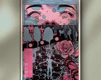 Loverdose, Lofi Poster, Original Lofi Kunstdruck, Lofi Anime Ästhetik, Pink Ästhetik, Lo-Fi Kunstwerk, Psychedelische Wandkunst, Nostalgisches Poster