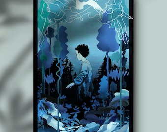 The Wanderer Lofi Kunstdruck, Psychedelisches Tarot Poster, signiert