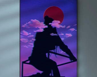 Póster Lofi de Daydreamer: Impresión artística de silueta rosa púrpura