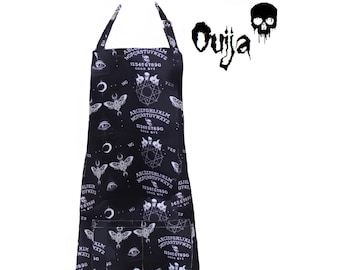 Black Ouija Occult Apron. Black Witchy Goth Horror Apron. Unique Spooky Gift. Unisex. One Size. Creepy Kitchen Homeware
