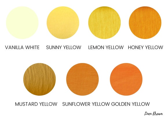 Linen fabric yellow shades, Fabric by the yard or meter, Softened washed flax fabric yellow tones