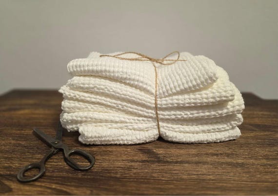Linen Waflle Fabric Remnants Milk white  – Assorted Sizes & Colors