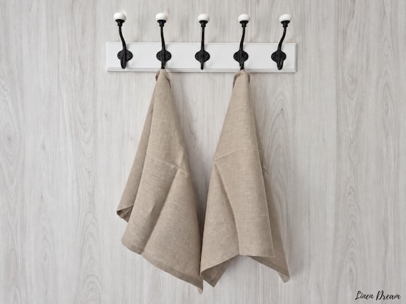 100% European Linen Kitchen Towel, 18 x 28 in, Prewashed Softened Tea Towel with Hanging Loop