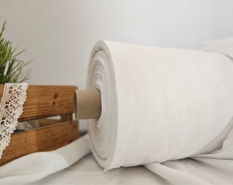 Linen fabric EXTRA WIDE optical white, 118 inches or 3 meter wide fabric, Bedding and curtain linen fabric