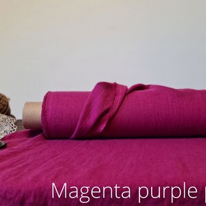 Linen fabric lavender purple, Washed softened flax fabrics, Fabric by the yard or meter Magenta Purple