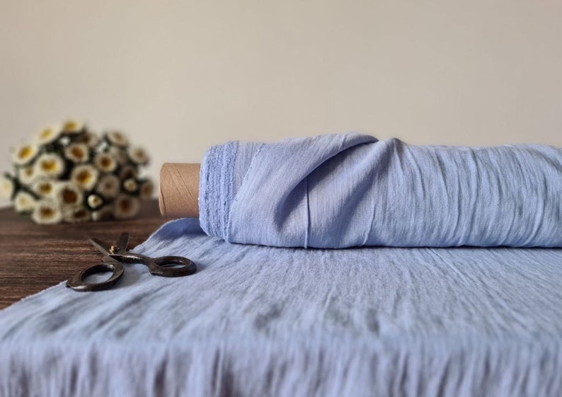Powder Blue Linens Powder Blue Linen Fabric, Washed Softened Flax Fabrics, Fabric by the ...