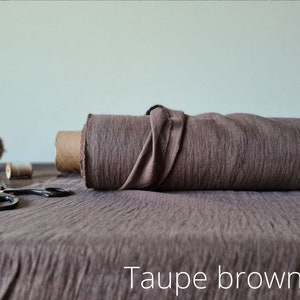 Linen fabric Latte brown, Organic flax fabrics, Fabric by the yard or meter Taupe Brown