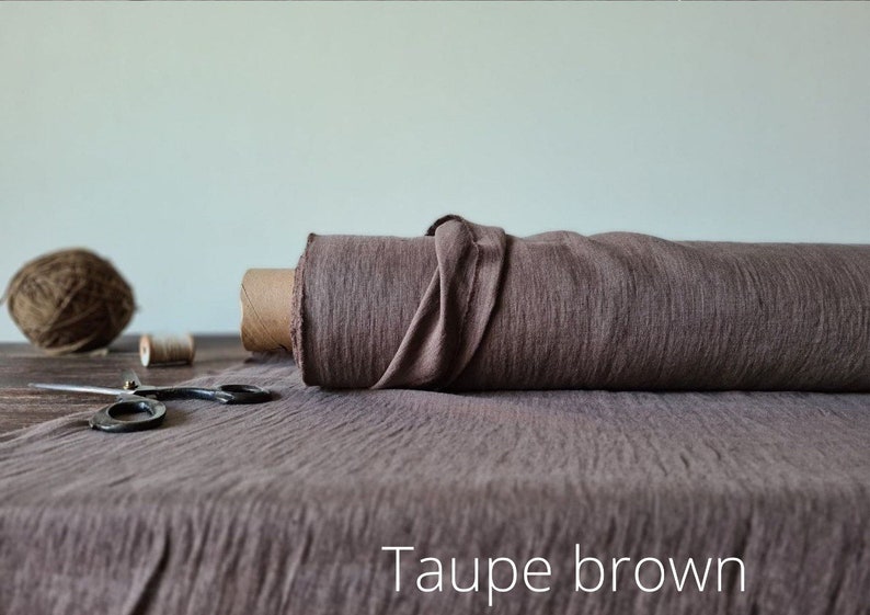 Linen fabric Latte brown, Organic flax fabrics, Fabric by the yard or meter Taupe Brown