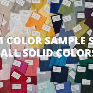 Linen fabric samples lightweight 16 color, swatches various types Solid colors