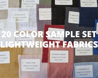 Linen fabric samples lightweight 20 color, swatches - various types