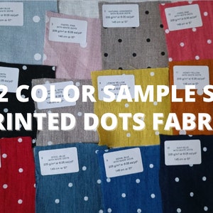 Muestras de tela de lino a rayas 17 colores, muestras varios tipos Printed dots