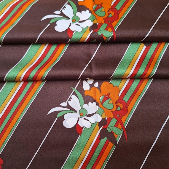 Vintage viscose fabric brown multicolor