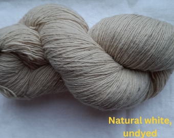 Wool yarn for knitting, High quality natural white, undyed wool yarn, Natural lanolin yarn