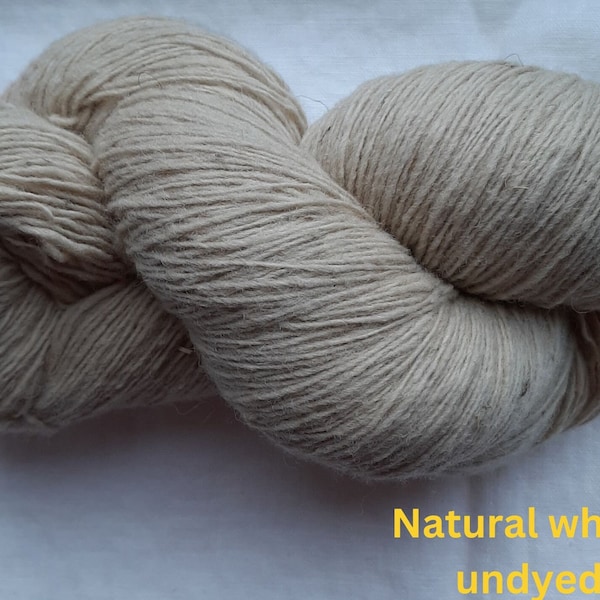 Wool yarn for knitting, High quality natural white, undyed wool yarn, Natural lanolin yarn