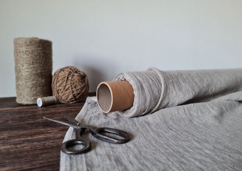 Linen fabric heavy natural undyed, Fabric by the yard or meter, Organic flax fabric zdjęcie 4