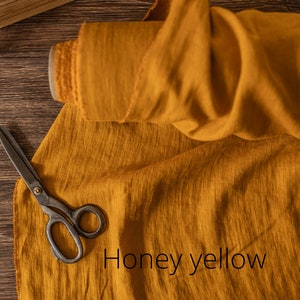 Linen fabric sunny yellow, Fabric by the yard or meter, Softened pure flax fabric Honey yellow