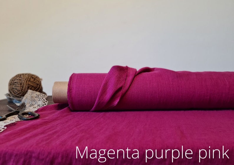 Linen fabric Red wine, Organic flax fabrics, Fabric by the yard or meter Magenta Purple