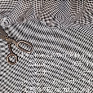 Black & White houndstooth linen fabric, Washed fabric by the yard or meter, Flax sewing fabrics image 2