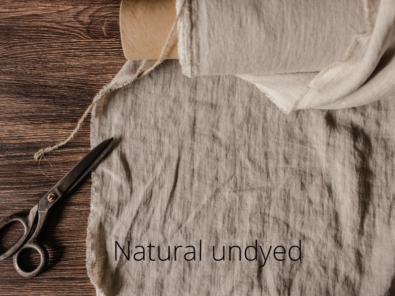 Linen fabric Latte brown, Organic flax fabrics, Fabric by the yard or meter Natural Undyed