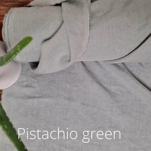 Teal blue green linen fabric, Emerald linen fabric, Fabric by the yard or meter Pistachio Green