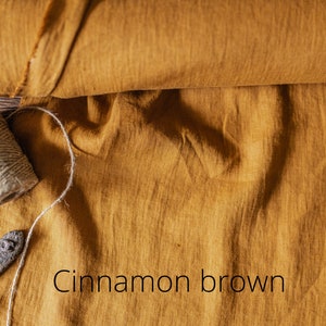 Linen fabric Latte brown, Organic flax fabrics, Fabric by the yard or meter Cinnamon Brown