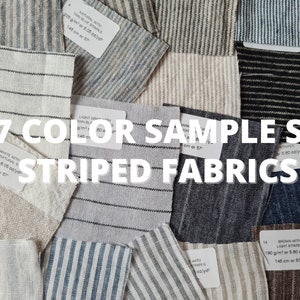 Linen fabric samples lightweight 16 color, swatches various types Striped linen