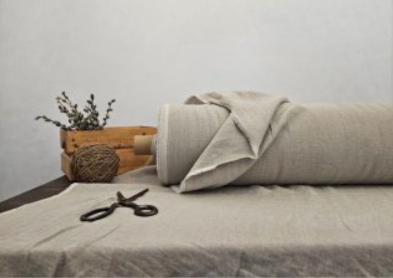 Linen fabric EXTRA WIDE natural undyed, 118 inches or 3 meter wide fabric, Bedding and curtain linen fabric image 1