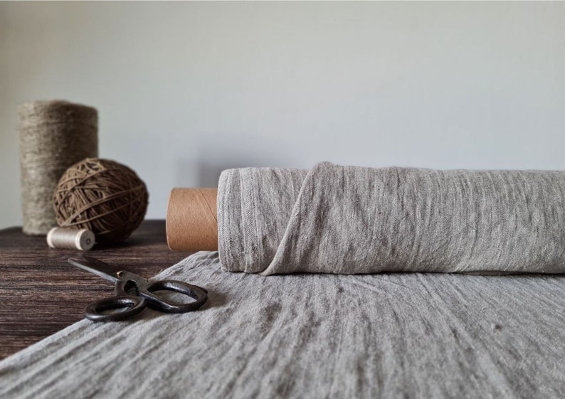 Linen fabric heavy natural undyed, Fabric by the yard or meter, Organic flax fabric zdjęcie 1