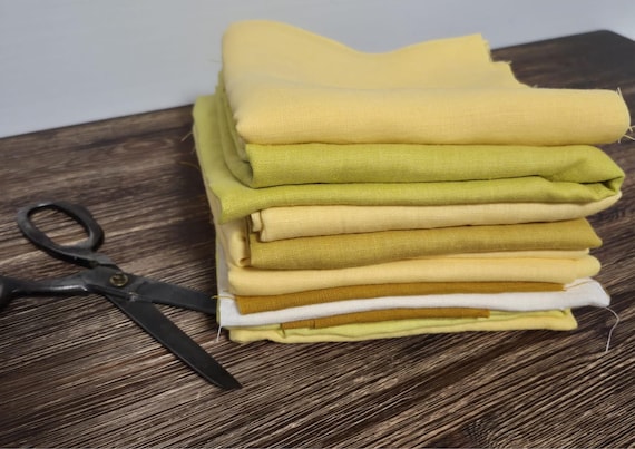 Yellow Linen Fabric Remnants – Assorted Sizes and Shades – Natural 100% Linen Leftovers