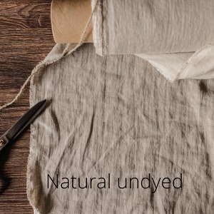 Natural undyed linen fabric, Fabric by the yard or meter, Washed softened flax fabric image 4