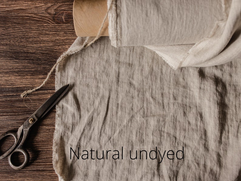 Natuurlijke ongeverfde linnen stof, stof op maat of meter gesneden, gewassen, verzachte vlasstof afbeelding 4