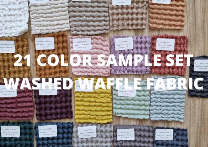 Campioni di tessuto di lino extra larghi 8 colori, campioni Waffle linen