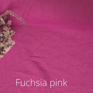 Linen fabric cyclamen pink, Organic flax fabrics, Fabric by the yard or meter Fuchsia Pink