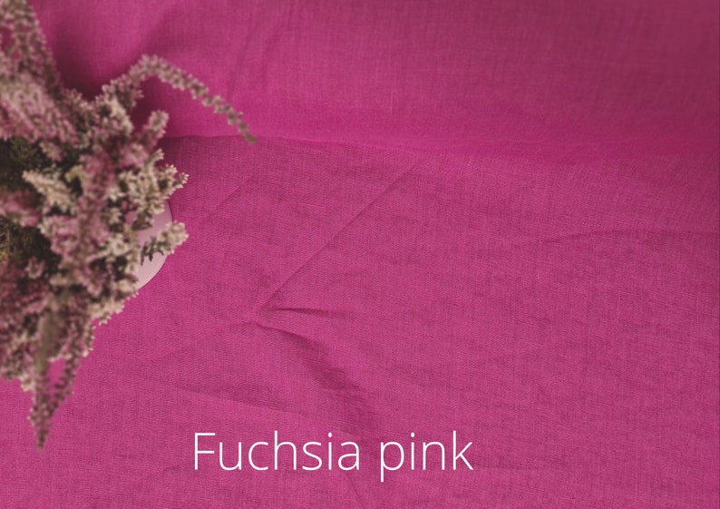 Linen fabric cyclamen pink, Organic flax fabrics, Fabric by the yard or meter Fuchsia Pink