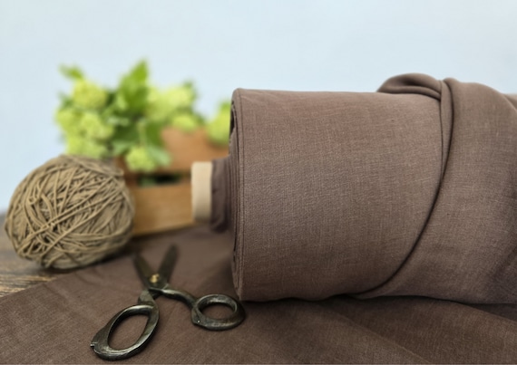 Linen fabric EXTRA WIDE brown, linen fabric for bedding and curtains