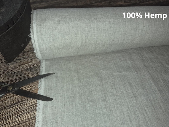Natural Undyed Hemp Fabric by Yard, Lightweight 155 GSM Hemp Material for Clothing, Dresses, Shirts and Home Textiles