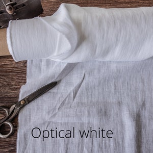 Tejido de lino natural sin teñir, Tejido cortado a medida o metro, Tejido de lino suavizado lavado Optical White