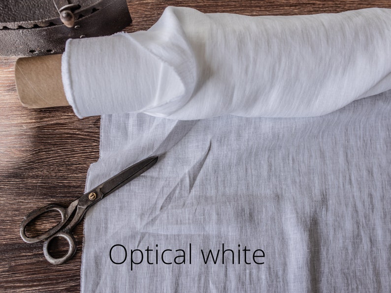 Tejido de lino natural sin teñir, Tejido cortado a medida o metro, Tejido de lino suavizado lavado Optical White